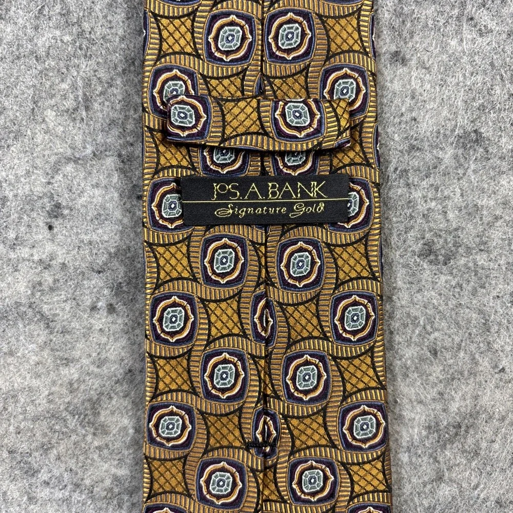 Jos. A. Bank Signature Silk‎ Necktie Men's Golden Blue & Gray Designer Tie